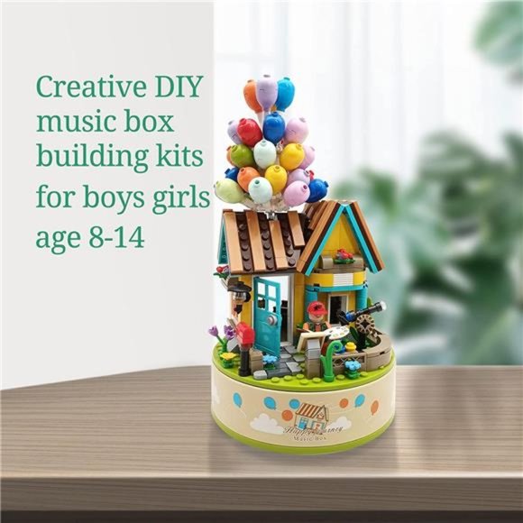 Contixo BK01 Flying Balloons Building Block Set with Music  Music Box Set House Flowers Balloon Friends for Kids 8-14 Yrs, Building Blocks